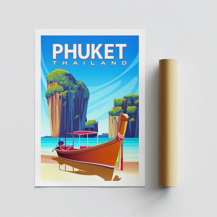 Wallity Póster Phuket - 2024 A4, 21 x 29.7 cm, Acabado Satinado Mate